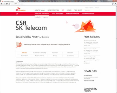 The SK Telecom Interactive Sustainability Report 2010 