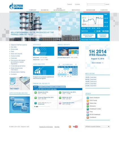 The IR Web Site of Gazprom Neft