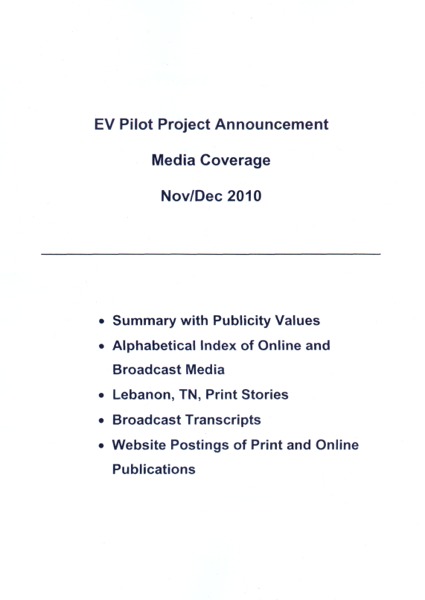 The Cracker Barrel Old Country Store, Inc. Electric Vehicle Project