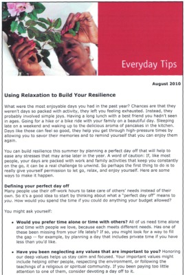 The LifeWorks Online E-mail Newsletters