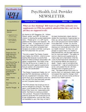 The PsycHealth, Ltd. Provider Newsletter