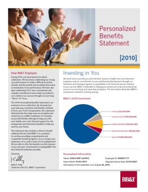 The BB&T Personalized Benefits Statement 2010
