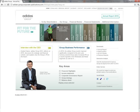 The adidas Online Annual Report 2010 –