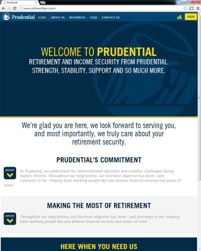 The Prudential Retirement PRT Custom Website