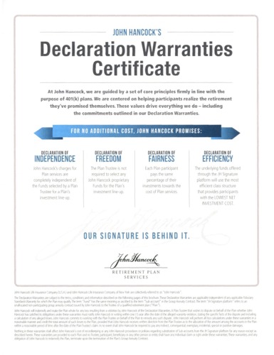 John Hancock's Declaration Warranties