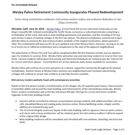 Wesley Palms Retirement Community Inaugurates Phased Redevelopment