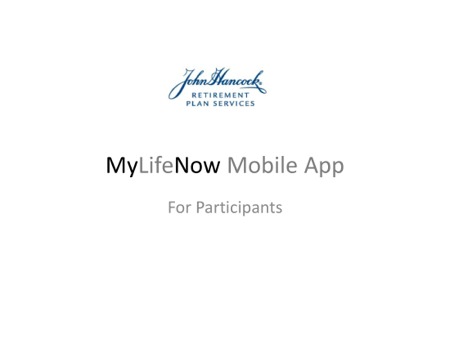 The MyLifeNow Mobile App