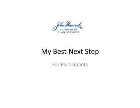 My Best Next Step – Personalized Feature on Participant Website