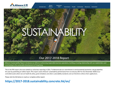 Alliance Sustainability Report 20172018 