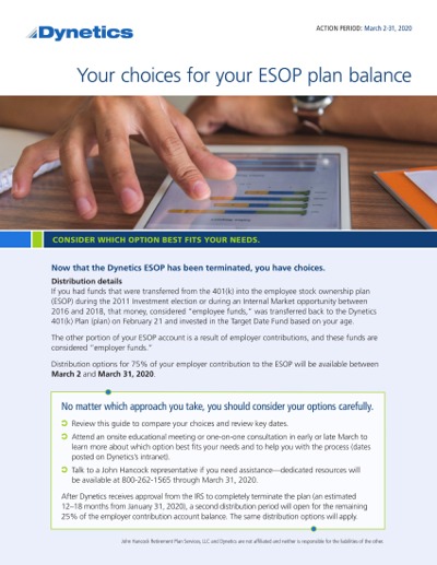 Dynetics ESOP Termination Campaign 