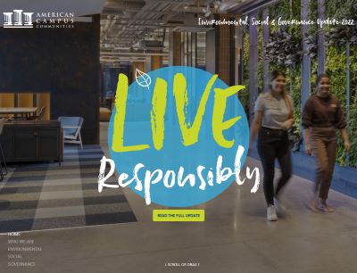 American Campus Communities Environmental, Social, and Governance Update 2022
